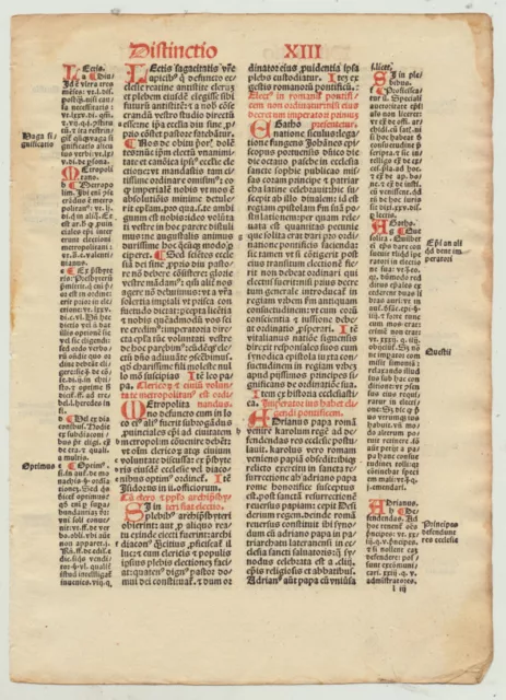 Postinkunabel Inkunabel rot /schwarz BUCHDRUCK um1510 Textblatt LATEIN Initialen