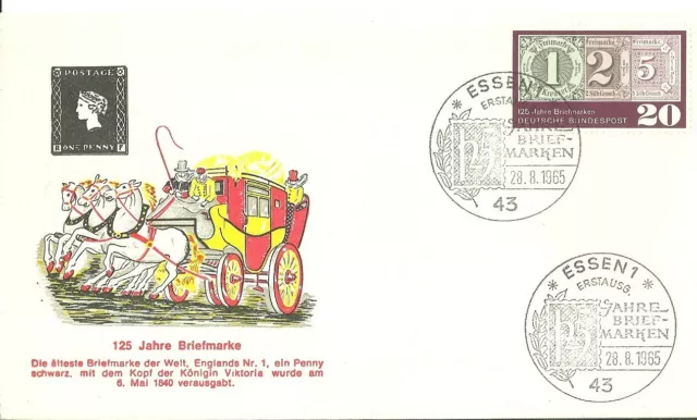 Deutsche Bundespost 1965: Ersttagsbrief  125 Jahre Briefmarken
