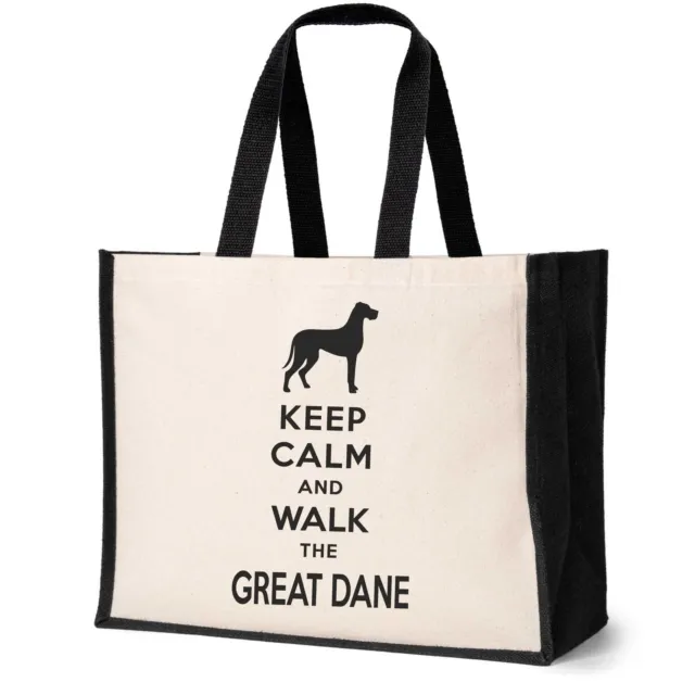 Keep Calm & Walk Great Dane Tote Bag Dog Lovers Ladies Canvas Shopper