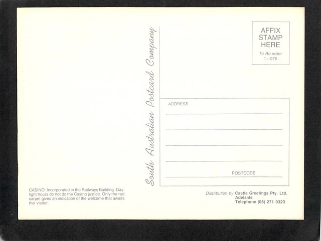 B1644 Australia SA Adelaide Railway station Casino postcard 2