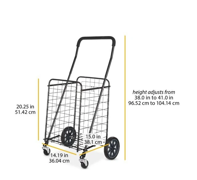 Folding Shopping Cleaning Cart Basket Utility Trolley Laundry Grocery 4 Wheels