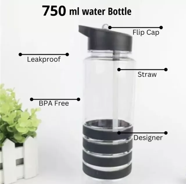 750ml BPA Free Leaf Proof Water Bottle with Straw Travel Sports Gym Outdoor