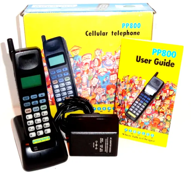 Vintage PP800 Cellular Mobile Phone in Box with Original Charger and User Manual