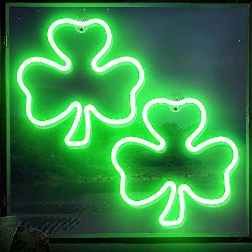 11.5 Inch St Patricks Day Decoration Lights, LED Clover Window Lights, USB