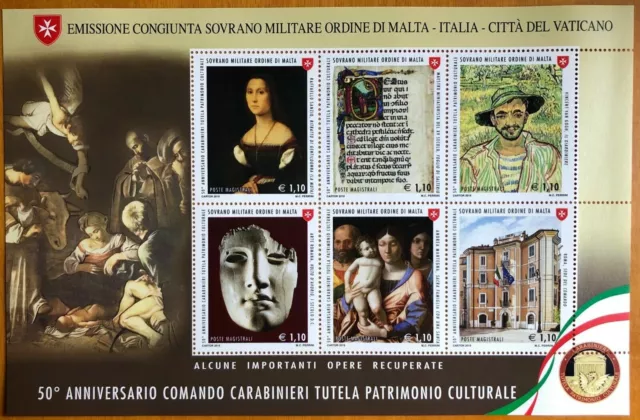 Smom 2019 Foglietto Carabinieri Patrimonio Culturale Congiunta Vaticano Italia