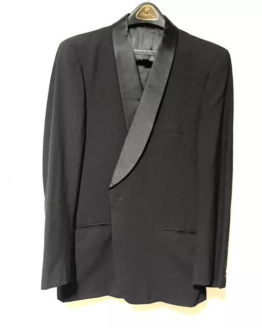 Mens Vintage Black Shawl Collar Tuxedo Jacket 44L