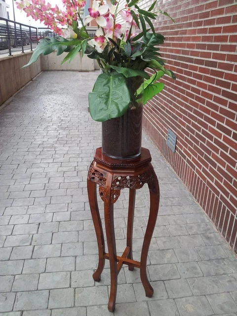 PEANA de MADERA-MARMOL Pódium para Florero-Jarrón Columna Rinconera Decoración 3