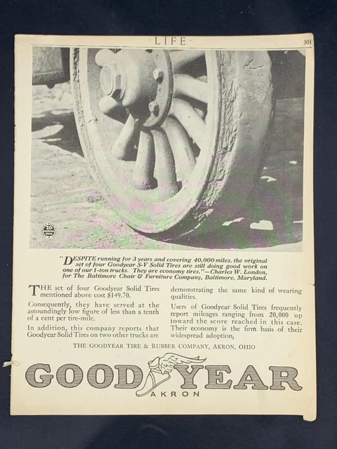 Magazine Ad - 1919 - Goodyear Tires - S-V Solid Tires