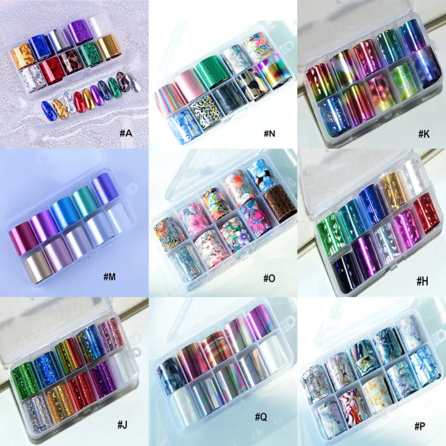 10 Holographic Nail Foils Starry Sky Glitter Foils Nail Art Transfer Sticker Set