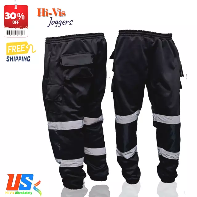 Hi Viz Vis Safety Work Fleece Trousers Jogging Bottoms Joggers Sweat Pants S-4XL