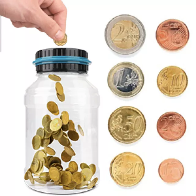 Spardose mit Zählwerk Rechnen Zählen Münzen Sparen Dose Geld