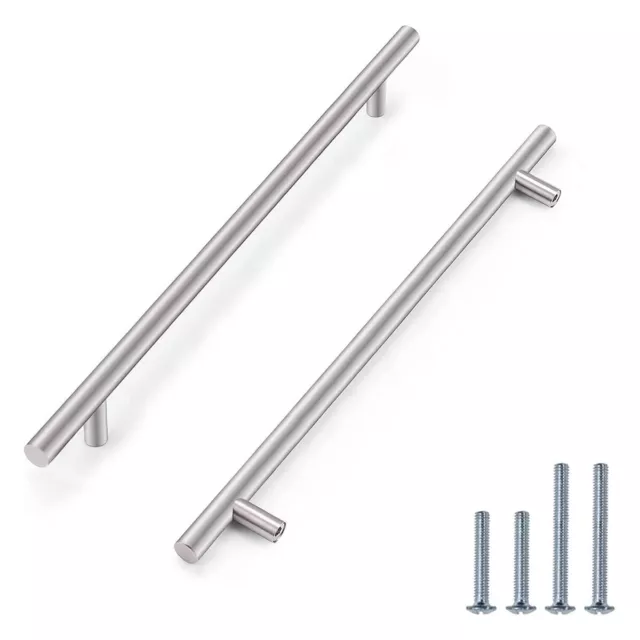 2X Brushed Steel T Bar Cupboard Cabinet Drawer Door pull Handle 64-104mm