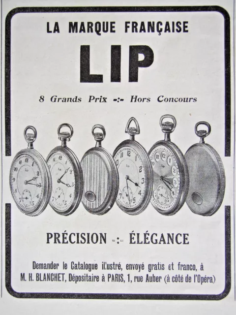 1923 Press Advertisement Française Brand Lip 8 Grand Prix Precision Watch