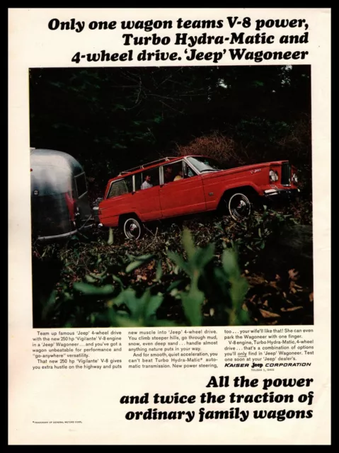 1965 Jeep Wagoneer "Vigilante" V-8 Engine Four-Wheel Drive Airstream RV Print Ad