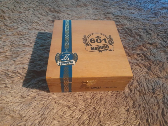 601 Maduro Torpedo Clasp Wood Cigar Box Free Ship