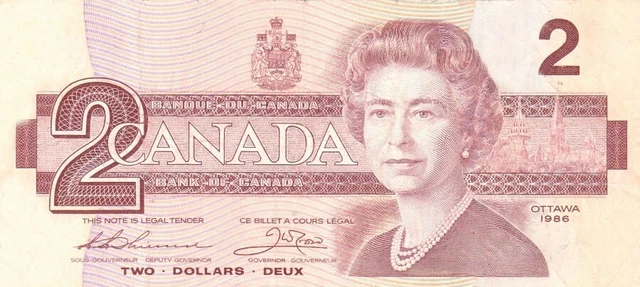 #Bank of Canada 2 Dollars 1986 P-94 VF Qn. Elizabeth II