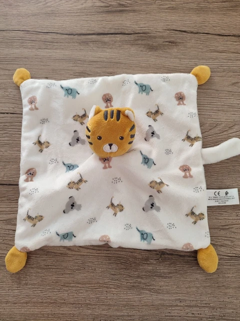 Doudou Plat Carré Simba Toys Tigre Blanc Jaune Jungle Animaux Tétine Com9