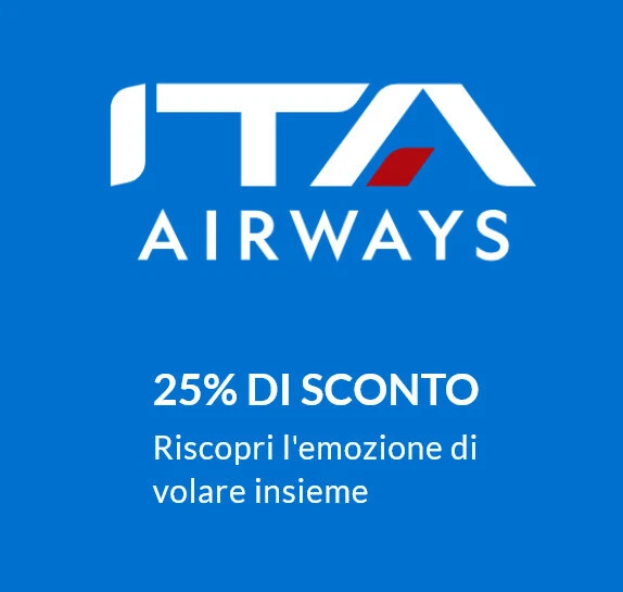 ITA AIRWAYS 25% Sconto Coupon  Buono Cashback Offerta esclusiva leggi descrizion
