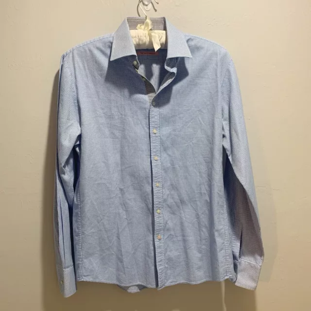 THOMAS PINK Mens Twin Collection  Blue Polka Dot Dress Shirt 16
