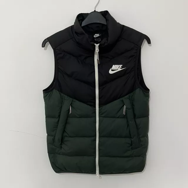 Nike Gilet Mens Small Windrunner Black Green Body Warmer Down Womens Unisex