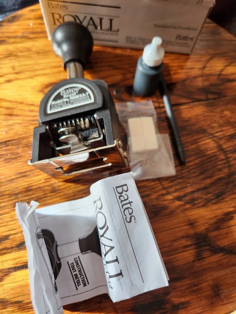 Bates Royall Automatic Numbering Machine Ink Stamper Metal Business Tool RNM5A-7