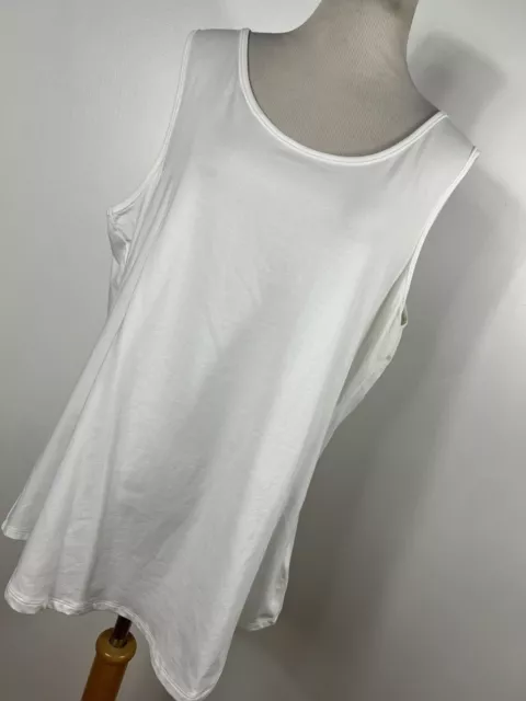 Susan Graver L Large Tank Top Shirt White Scoop Neck Sleeveless Stretch Woman J4