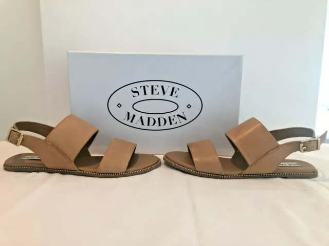 STEVE MADDEN Women's "SANDDY" Natural Leather Slingback Flat Sandal- Sz 7 - NIB 3