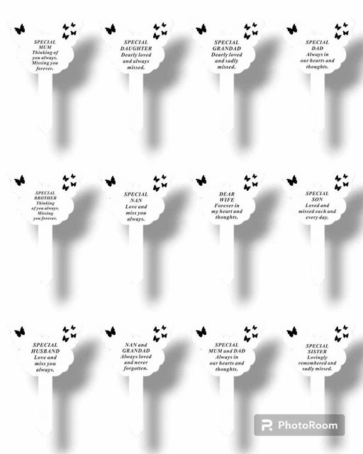 Memorial White Butterfly Stake Family Grave Marker Garden Remembrance Spike