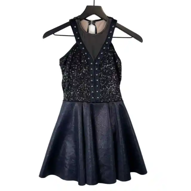 Weissman Dance Costume LC Large Child Mini Black Sparkle Dress Fit Flare 13789