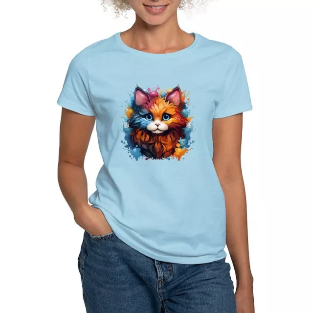 CafePress Cute Cat Watercolor T Shirt Crew Neck Tee (1162231088)