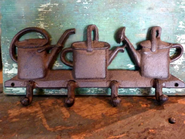 Cast Iron Metal Watering Can Wall Coat Hat Robe Hook Rack Home Shed Garden Decor