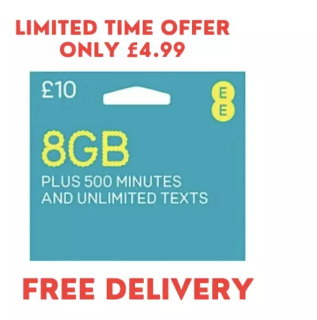 EE / ee Trio Pay As You Go PAYG SIM Card Loaded With £10 / Ten Pounds Credit !