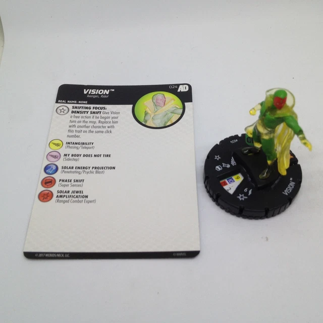 Heroclix Avengers Defenders War set Vision #024 Uncommon figure w/card!