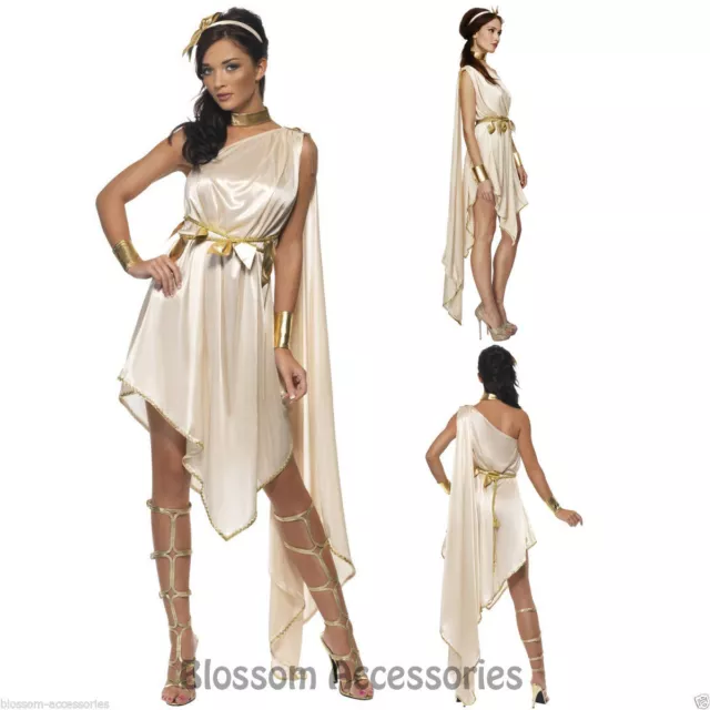 CL455 Fever Goddess Greek Roman Toga Womens Cleopatra Fancy Dress Party Costume