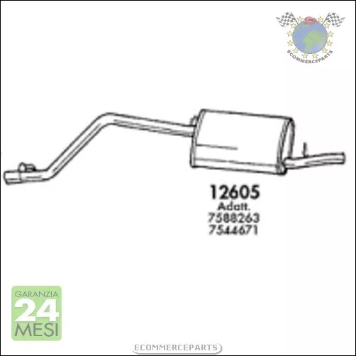 #12605 Silenziatore Marmitta Posteriore Per Fiat Panda Benzina 1980>2004