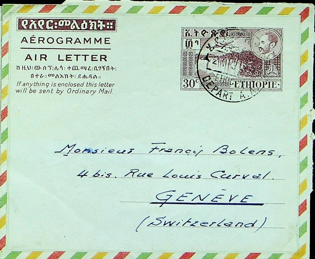 Erhiopia 1960 30c Luft Brief Von Addis Abeba Sich Genf Schweiz