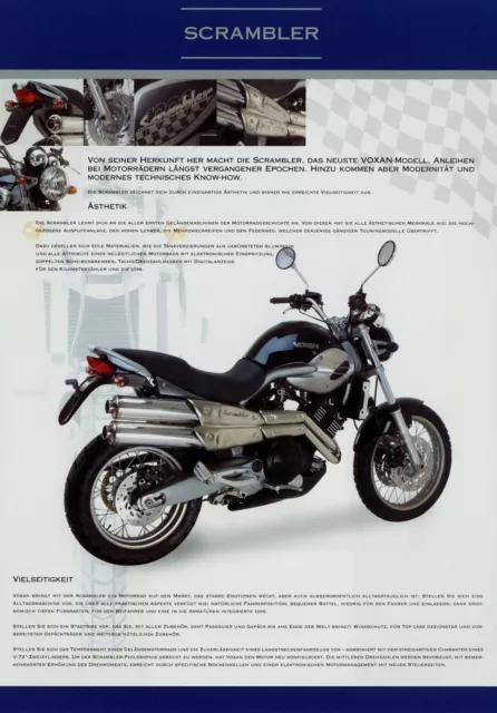 Voxan Scrambler Prospekt 2001 brochure prospectus catalogue catalogus broschyr