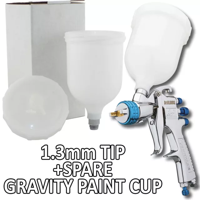 Devilbiss SLG-620 Spray Gun Gravity Feed 1.3mm Solvent Paint/Lacquer + Spare Cup