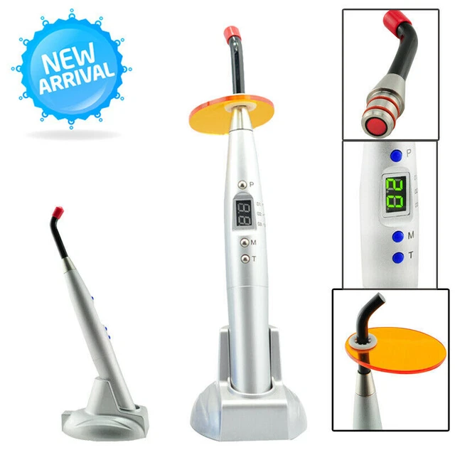 Portable Dental 10W 2000mw Wireless Cordless LED Curing Light Lamp Silver