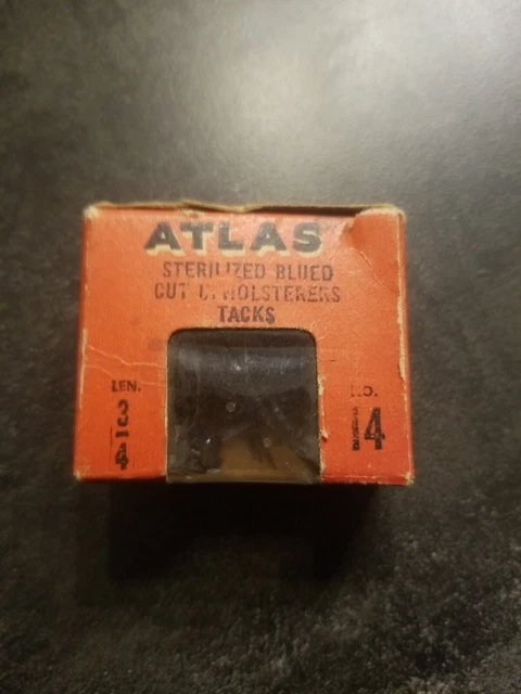 Vintage Atlas Sterilized Blued Cut Upholsterers Tacks No. 14 3/4"