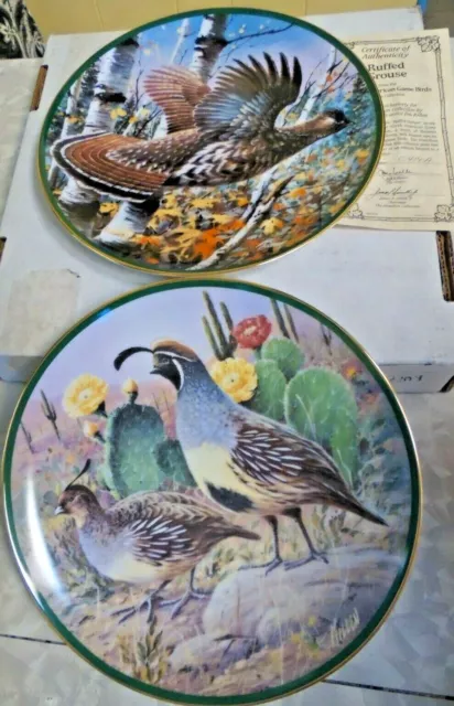 North America Game Birds Ruffed Grouse & Gambel Quail Hamilton Collection Plate