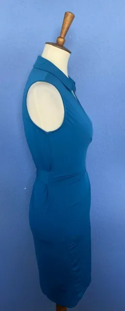 Christin Michaels Womens Gracy Sleeveless Wrap Dress With Collar Blue Size Large 2