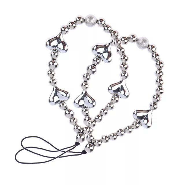 1Pc Silver Color Heart Phone Charms Plastic Love Beaded Rope For Phone Lany-EL