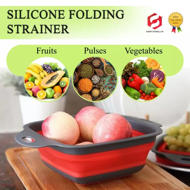 kitchen collapsible colander Folding strainer silicone Space-Save Sieve Cooking