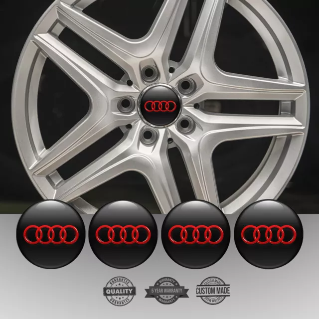Set of 4 Silicone Center Wheel Cap Stickers Audi Emblem Logo Decals Rims