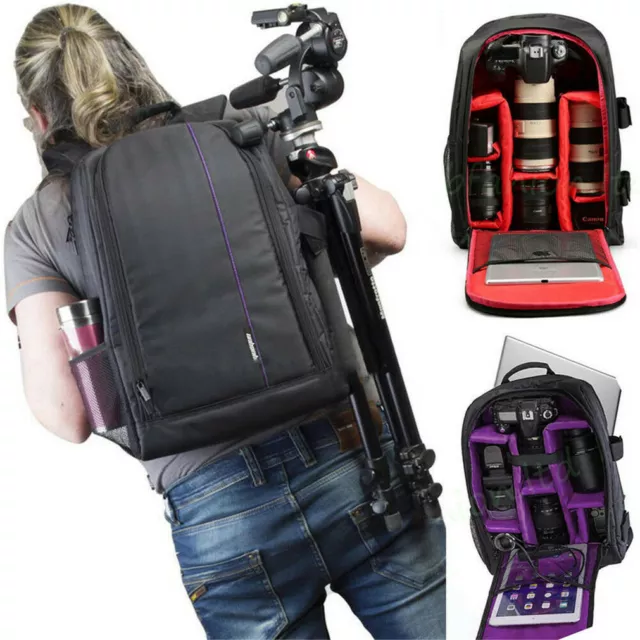 Large Travel DSLR SLR Camera Backpack Laptop Notebook Bag Case Cover Waterproof