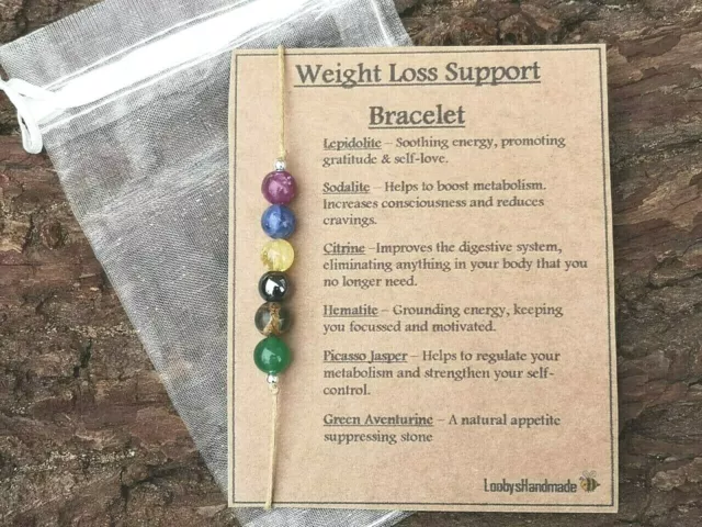 Weight Loss Support Bracelet Healing Gemstone Reiki Crystal Gift Card Uk