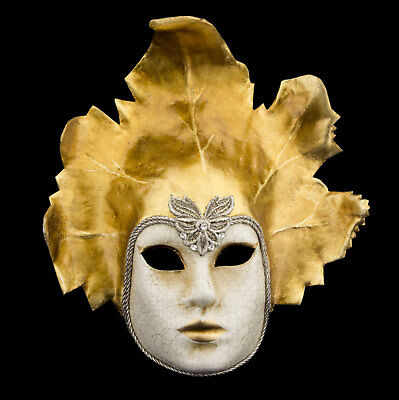 Mask from Venice Face Sheet Golden Macrame Paper Mache Luxury 2411