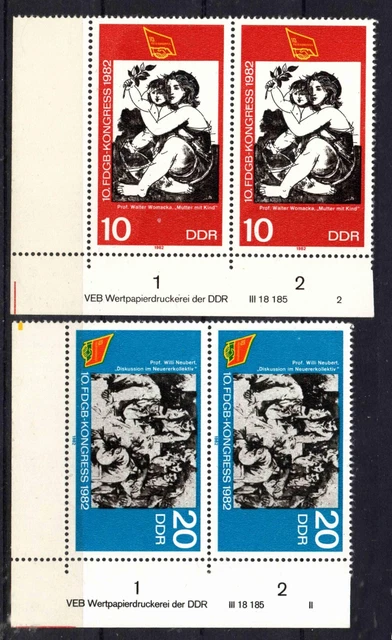 DDR MiNr. 2699-2700 DV FN II und 2 Druckvermerk postfrisch