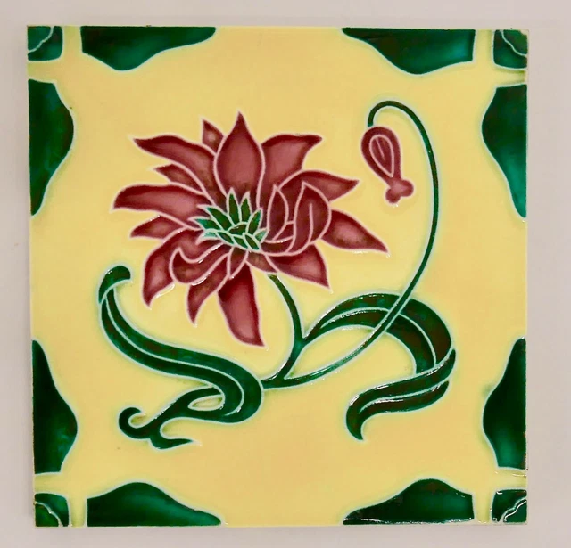 Japanese Sato Floral Tile Vintage Japan